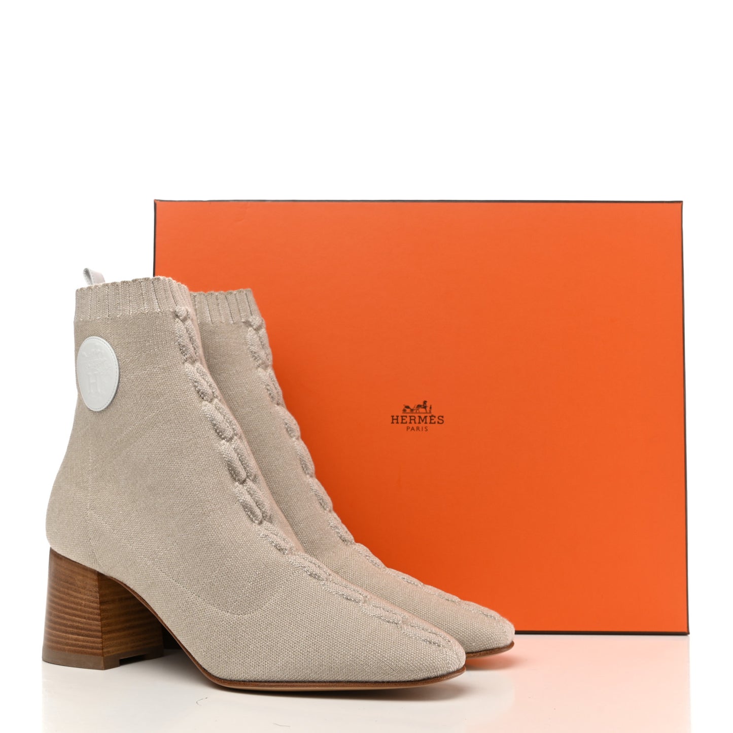 Knit Calfskin Volver 60 Ankle Boots 39.5 Nocciola