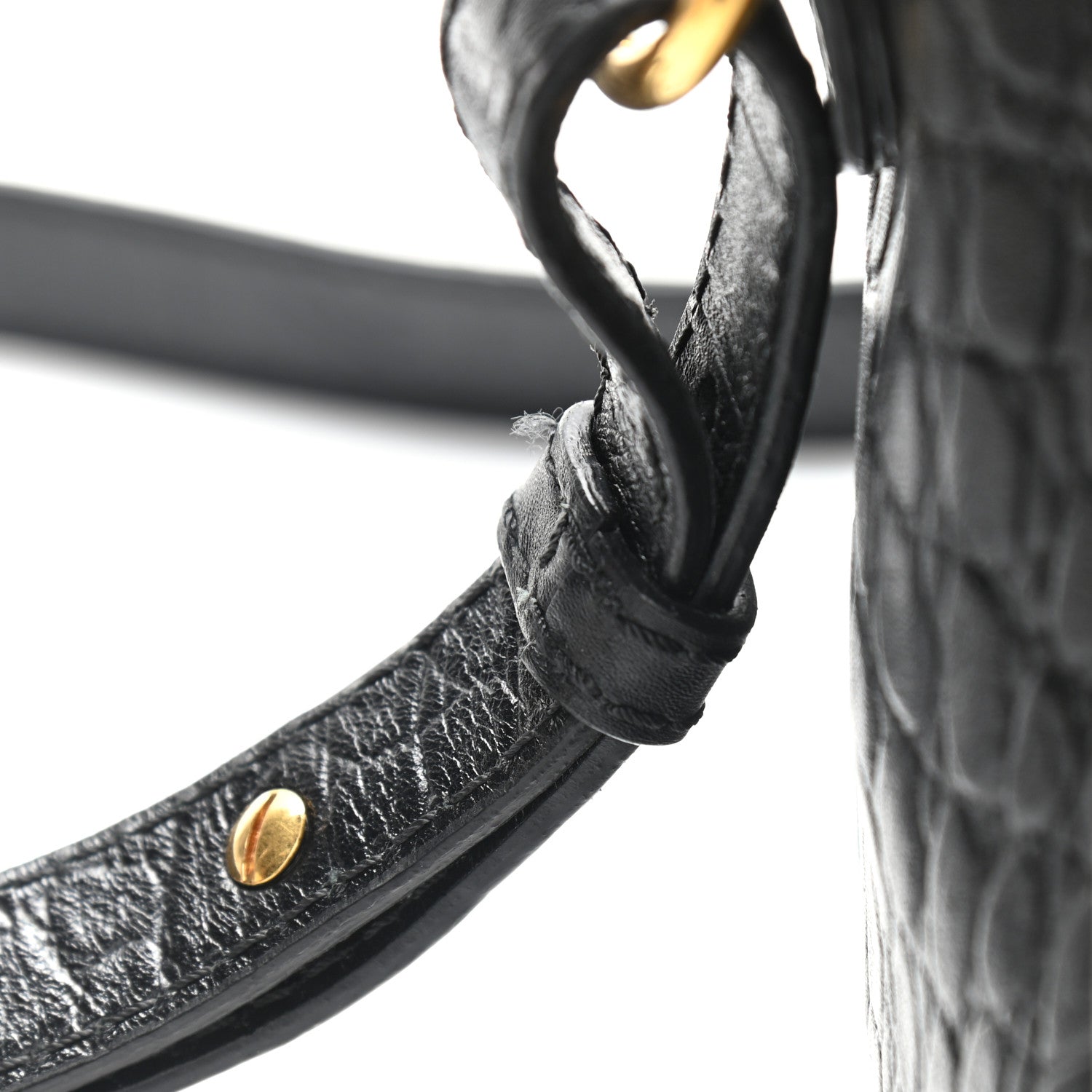 Alexander McQueen Calfskin Crocodile Embossed Small Skull Padlock Zip Around Tote Black 10 of 10