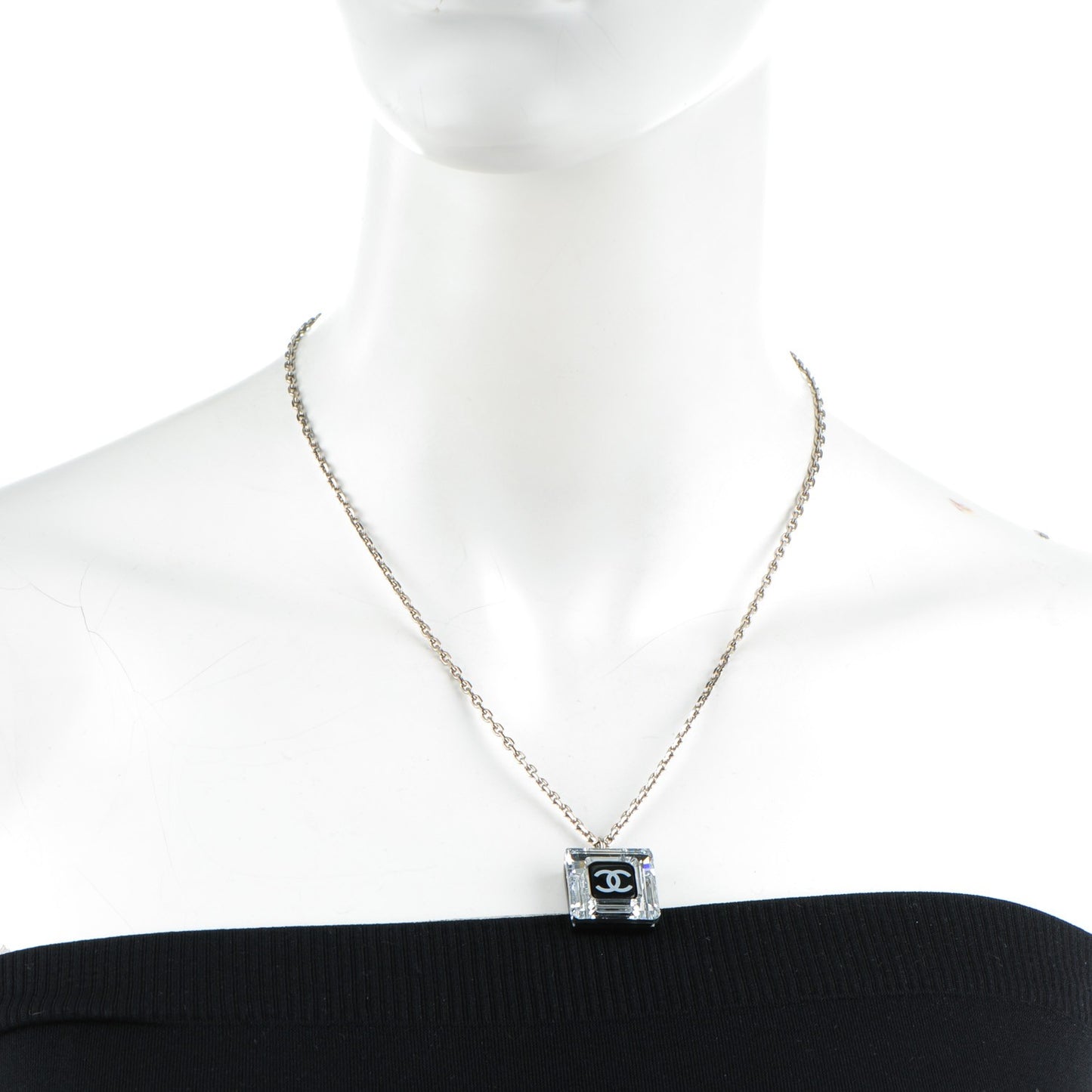 Crystal CC Square Pendant Necklace