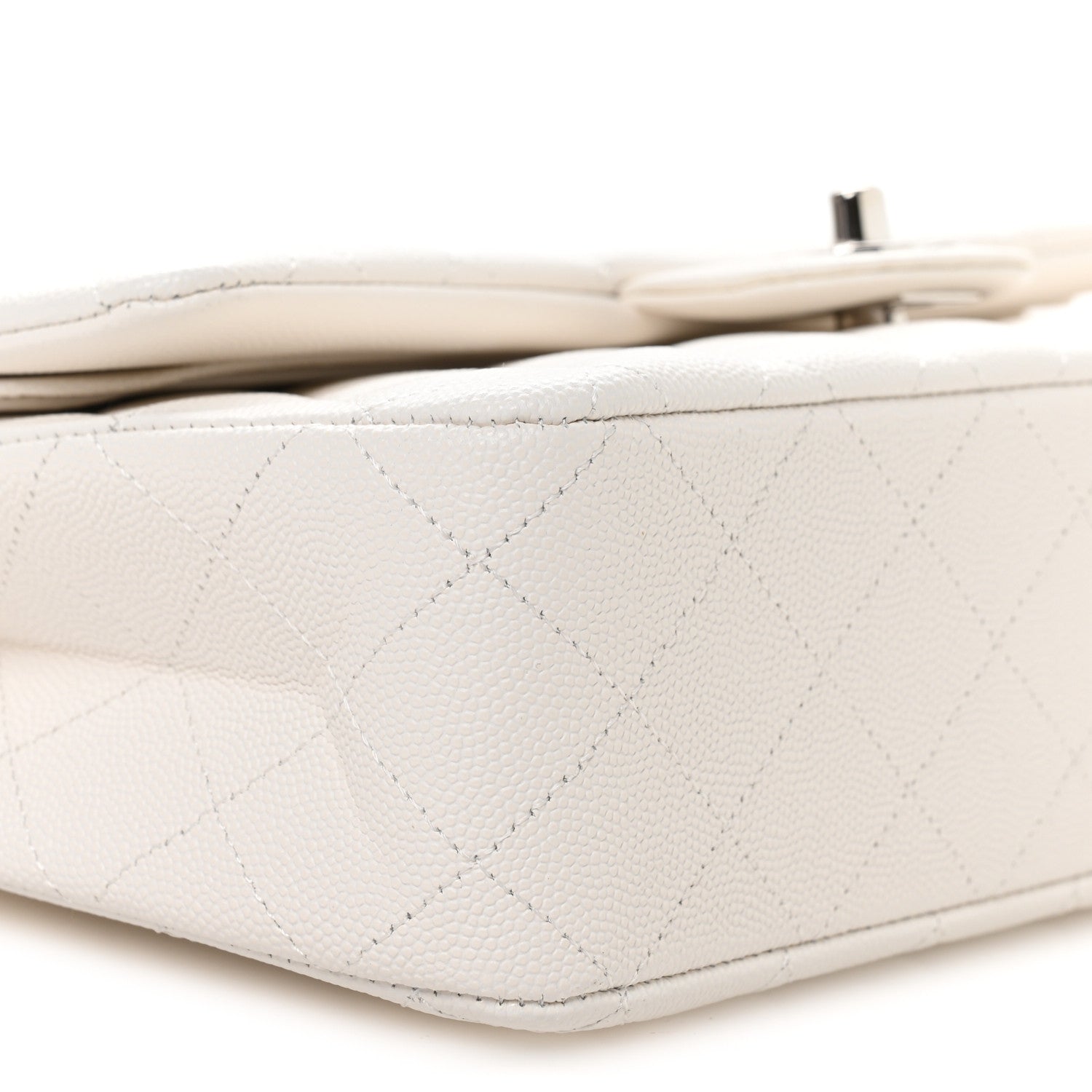 Chanel Caviar Quilted Medium Double Flap White 9 of 11