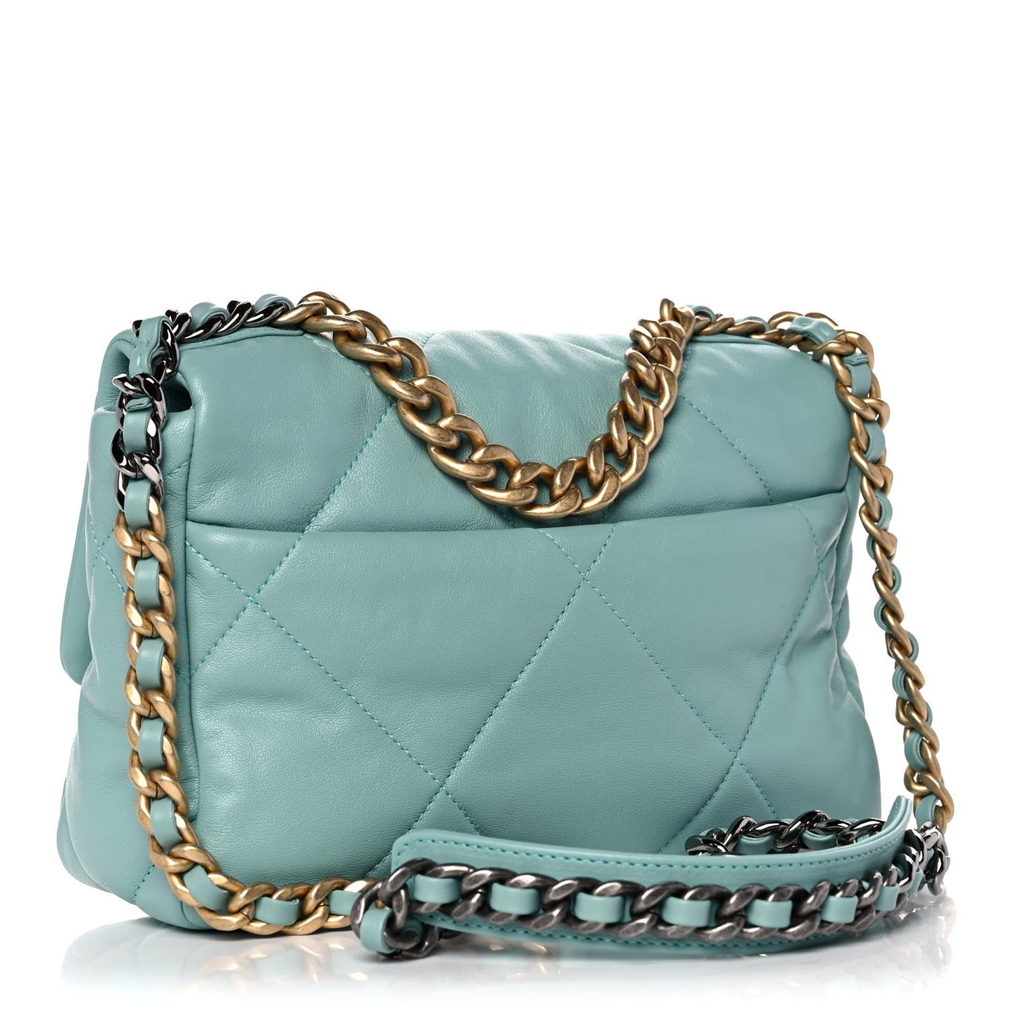 Lambskin Quilted Medium Chanel 19 Flap Light Blue