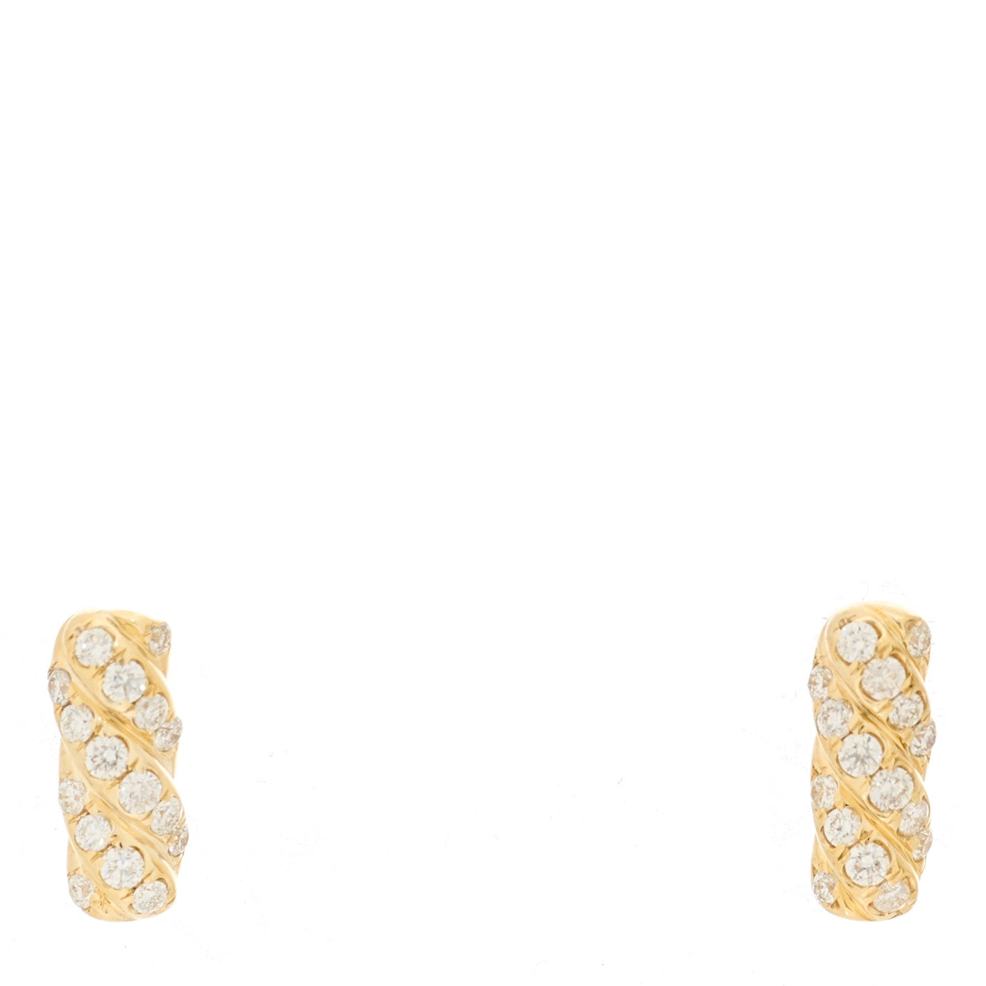 18K Yellow Gold Diamond Cable Collectibles Bar Stud Earrings