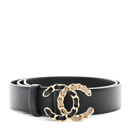 Chanel Calfskin CC Chain Belt 80 32 Black Gold 1 of 9