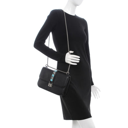 Valentino Garavani Pebbled Calfskin Medium Rockstud Rolling Glam Lock Rockstud Flap Black 2 of 8