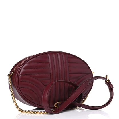 Prada Soft Calfskin Impunture Diagramme Oval Crossbody Bag Cerise 2 of 4