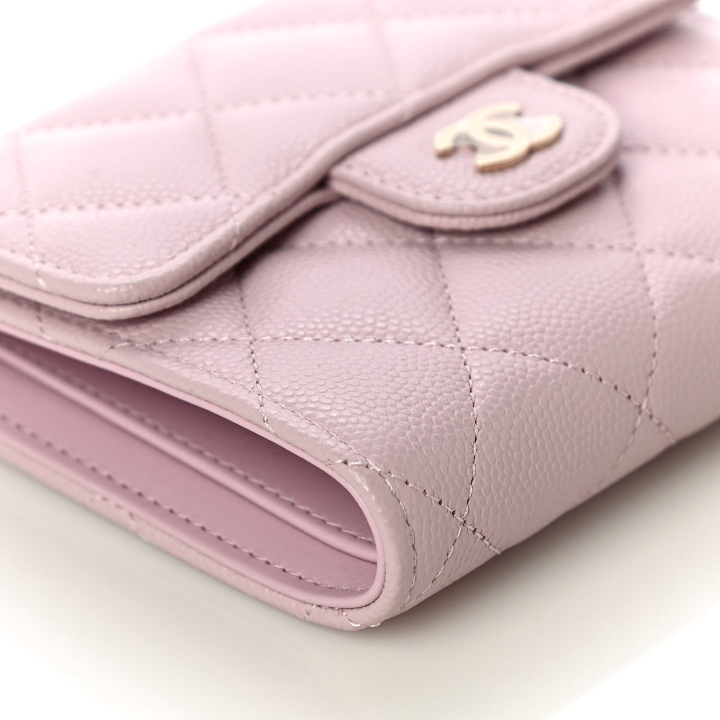 Caviar Quilted Compact Flap Wallet Light Pink