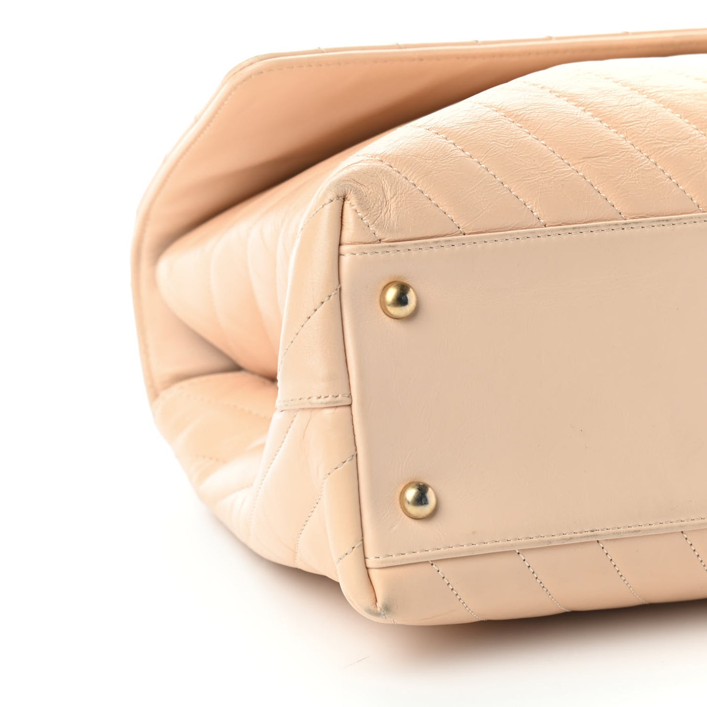 Calfskin Chevron Quilted Medium Coco Handle Flap Beige