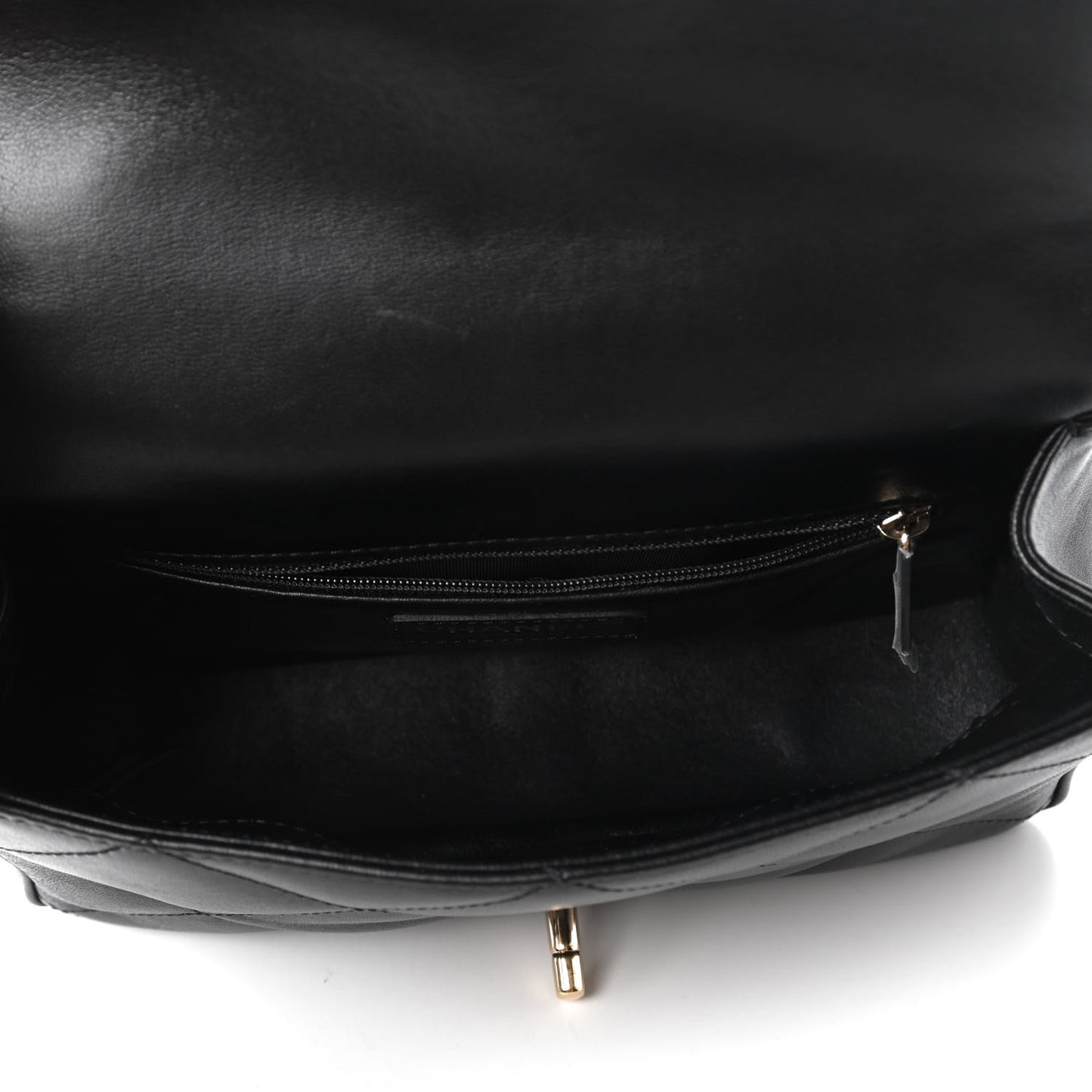 Lambskin Quilted Small Easy Carry Flap Black