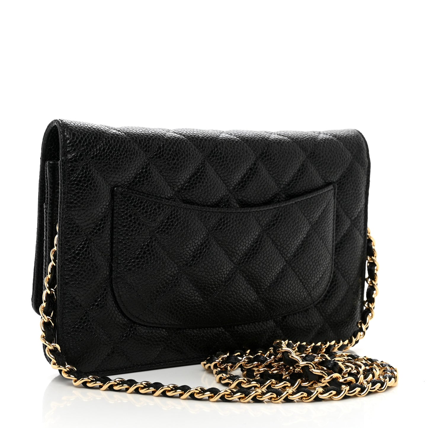 Caviar Quilted Wallet on Chain WOC Black