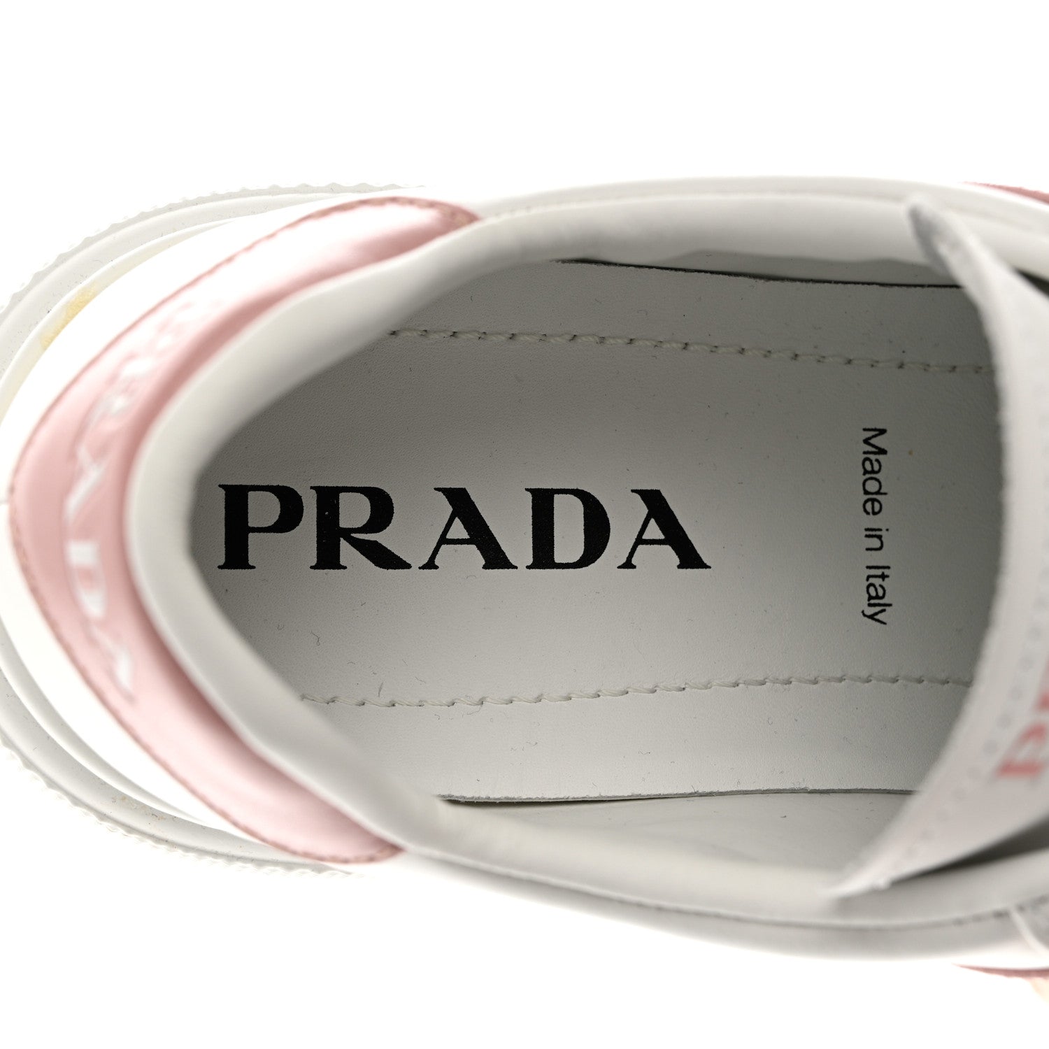 Prada Vitello Soft Logo 45mm Platform Sneakers 38.5 White Pink 8 of 9
