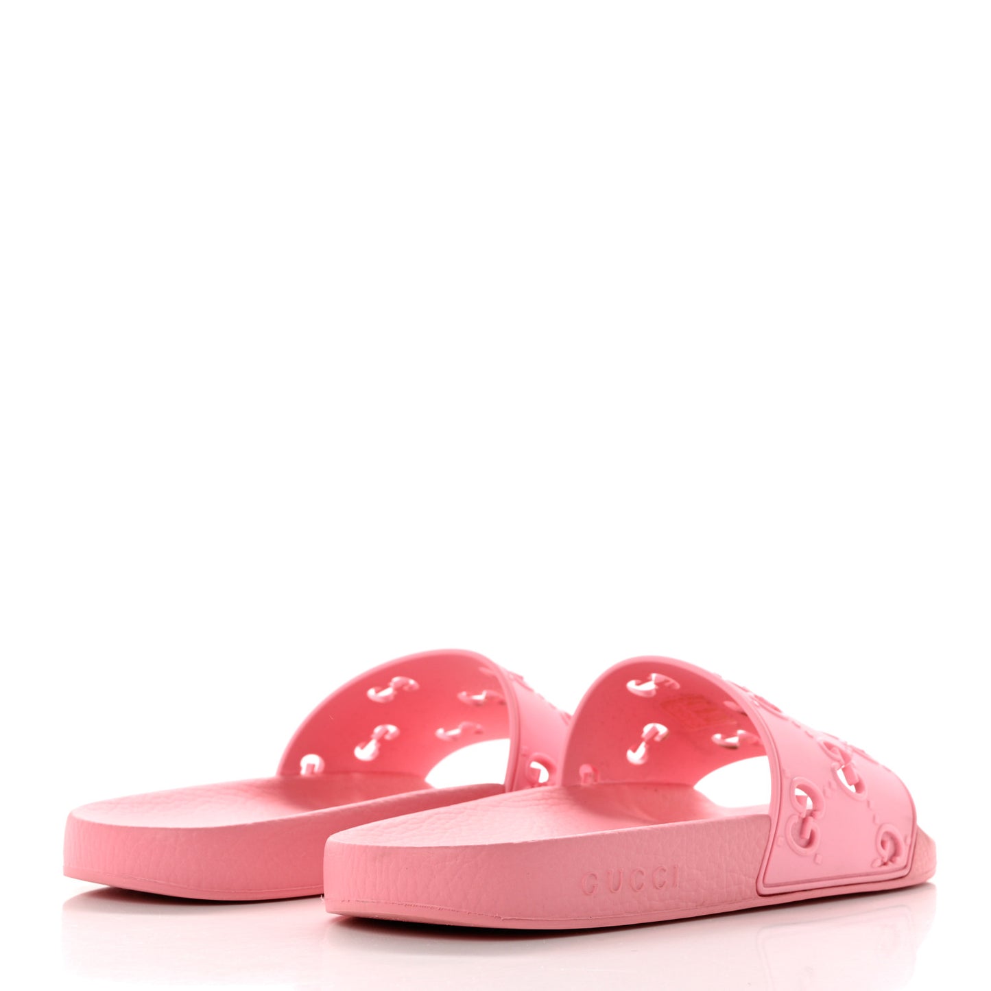 Rubber GG Monogram Perforated Womens Slide Sandals Rose Box 41