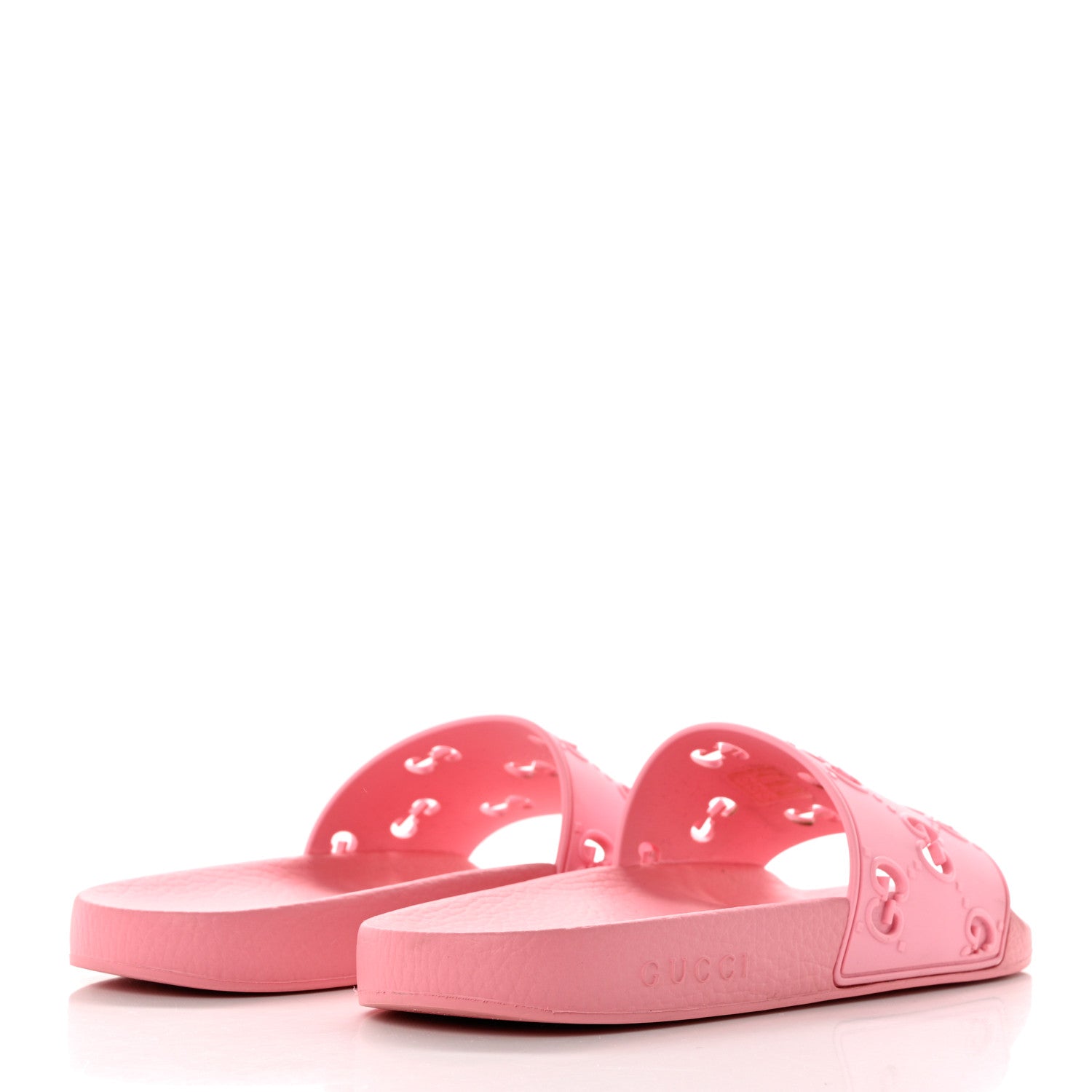 Gucci Rubber GG Monogram Perforated Womens Slide Sandals Rose Box 41 4 of 9