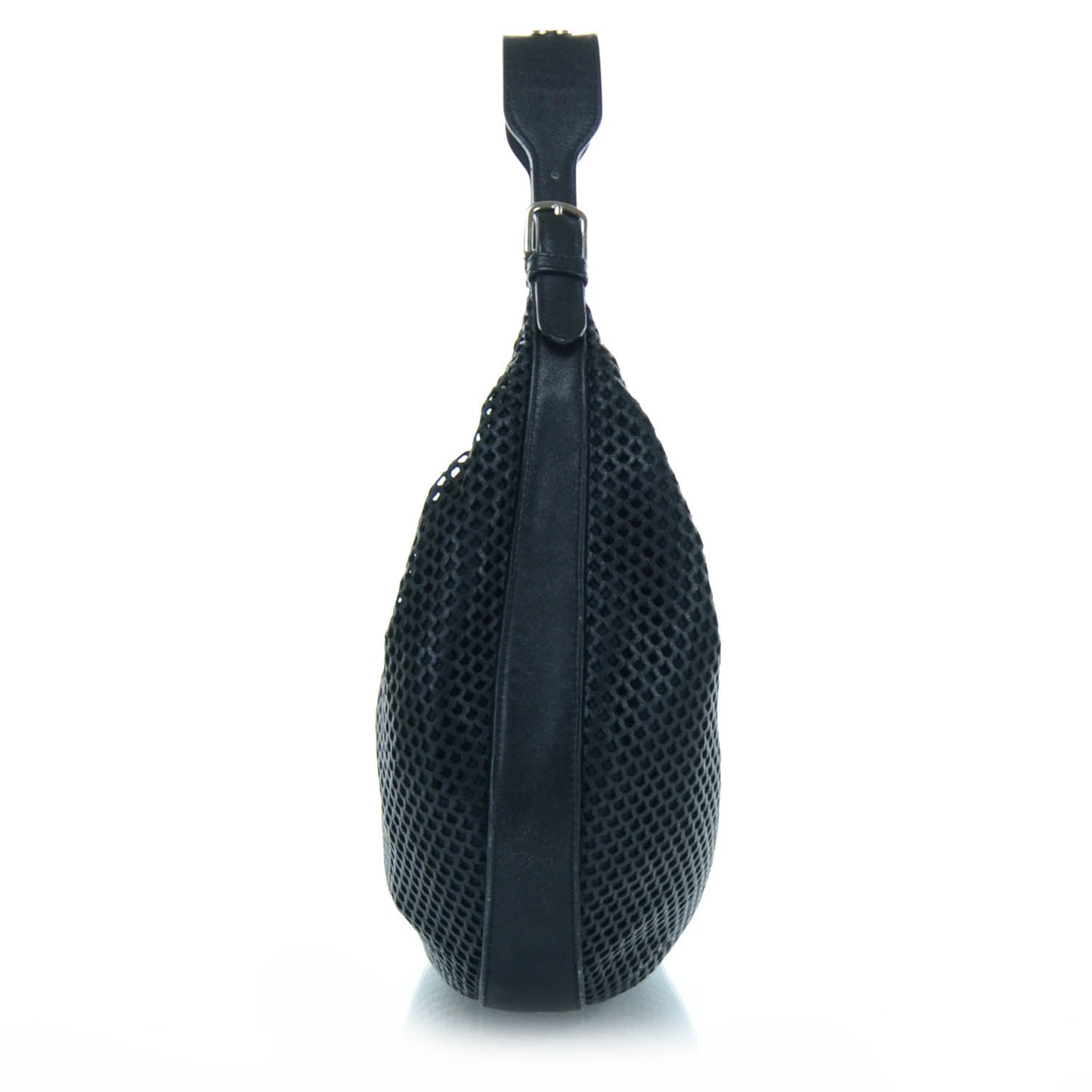 Leather Perforated Hobo Black
