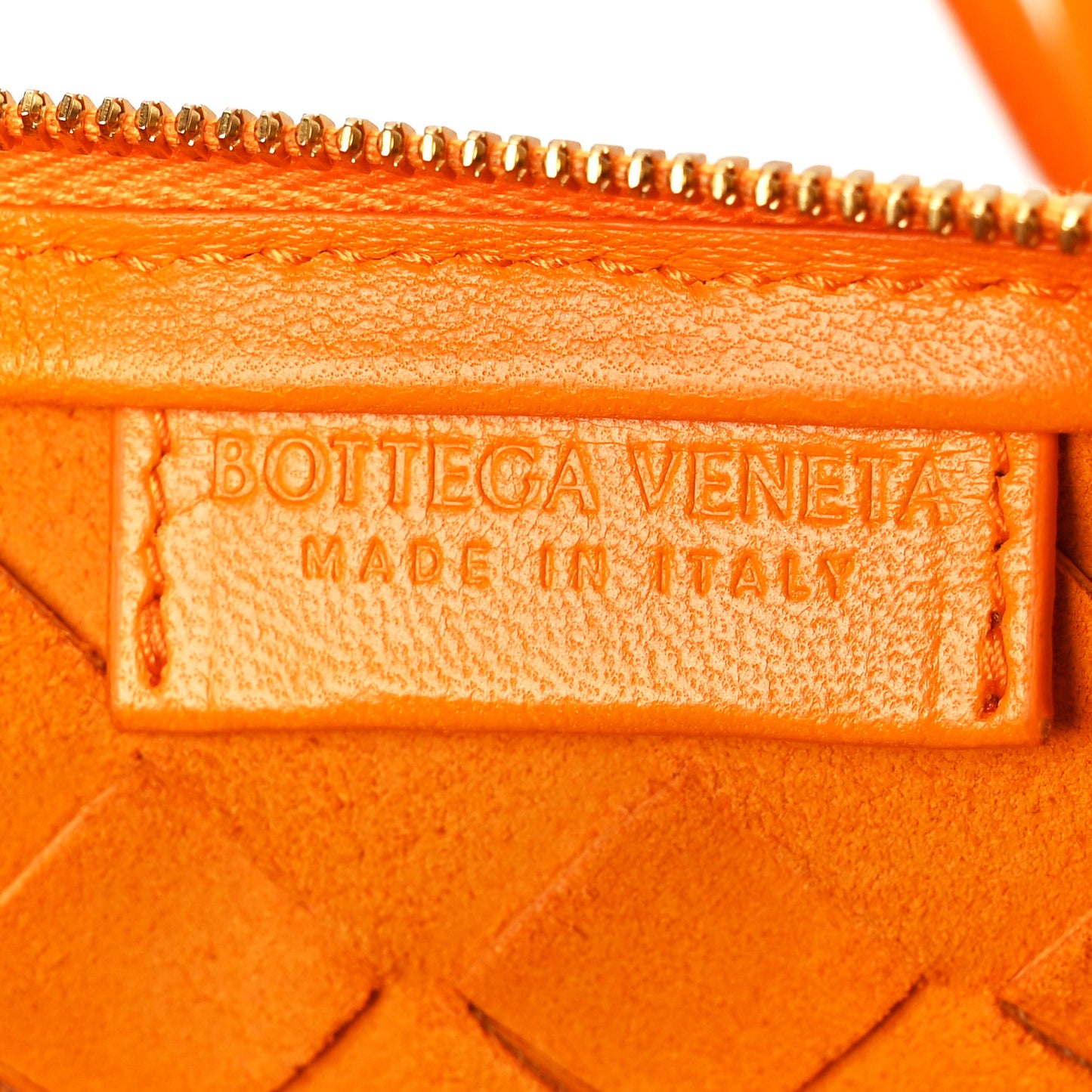 Nappa Intrecciato Pouch On Strap Tangerine