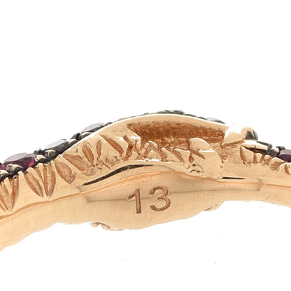 Gucci 18K Yellow Gold Black Diamond Topaz Sapphire Ouroboros Snake Ring 52 6 5 of 6