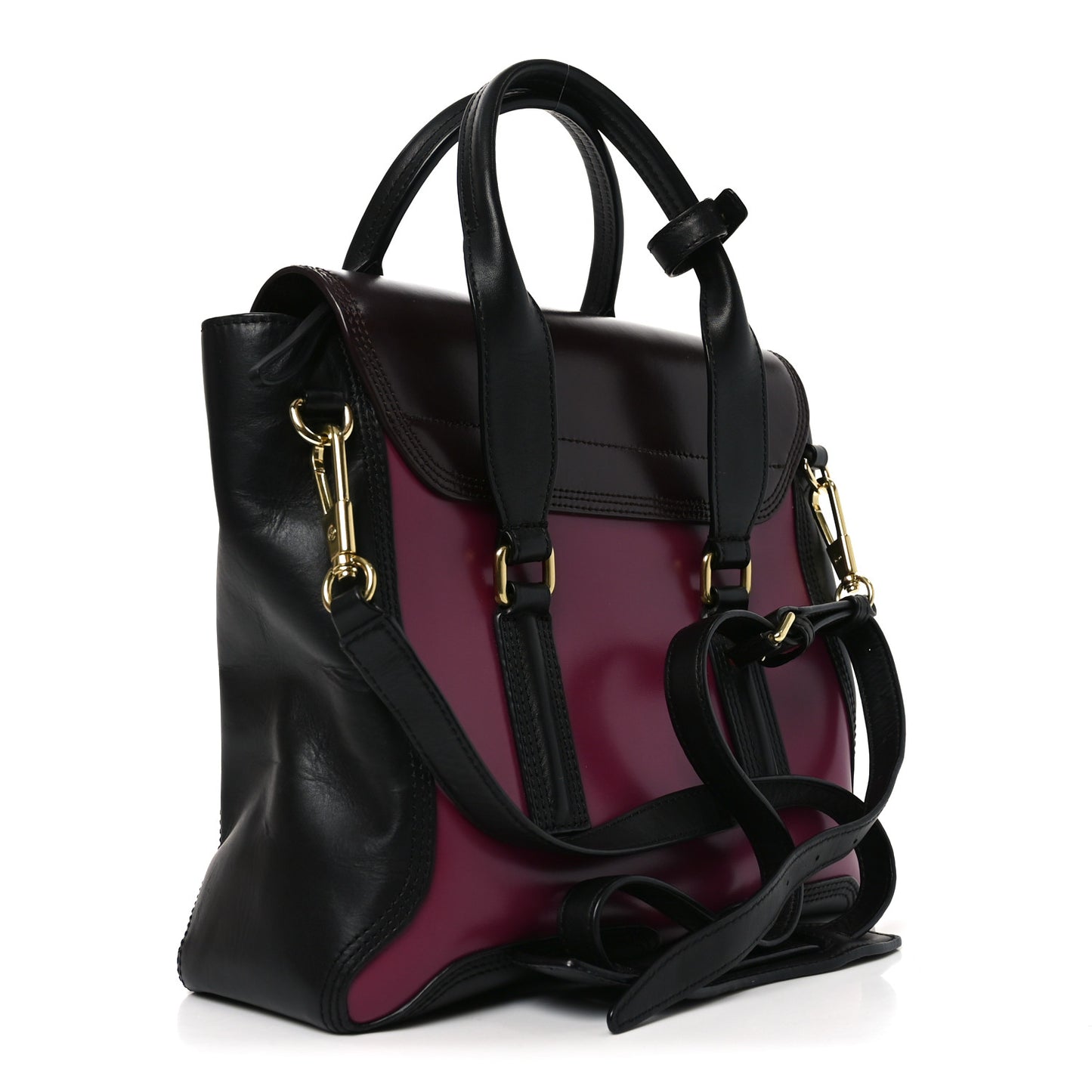 Smooth Calfskin Medium Pashli Satchel Berry Black