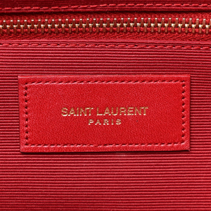 Saint Laurent Smooth Calfskin Matelasse Chevron Large Monogram Satchel Lipstick Red 6 of 20