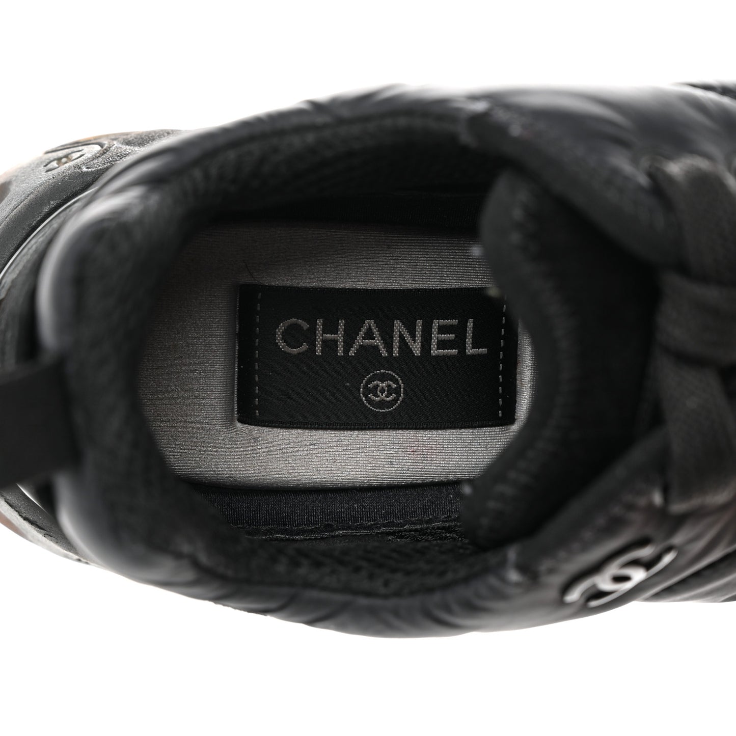 Nylon Suede Calfskin CC Sneakers 38 Black