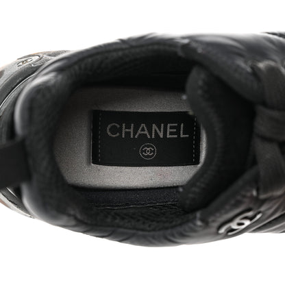 Chanel Nylon Suede Calfskin CC Sneakers 38 Black 7 of 12