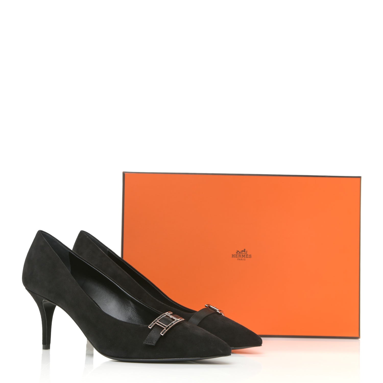 Hermes Chevre Velours Blush Pumps 39 Black 11 of 11