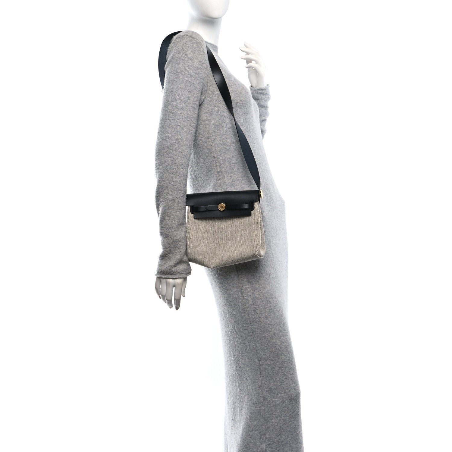 Hermes Military Toile Vache Hunter Herbag Zip Retourne 20 Ecru Black 2 of 11