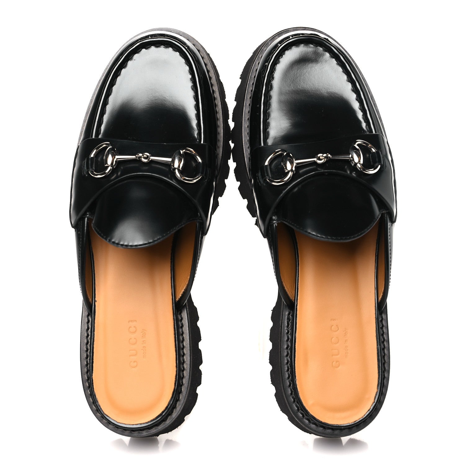 Gucci Magnum Calfskin Womens Horsebit Platform Mules 38.5 Black 2 of 10