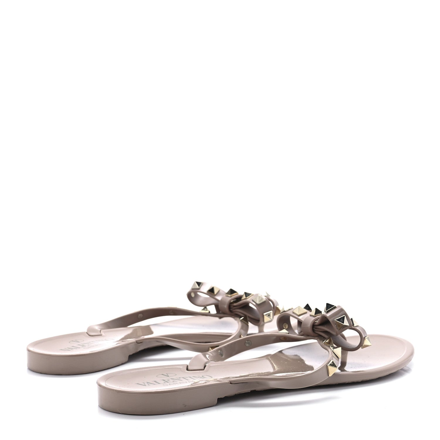 Valentino Garavani PVC Jelly Rockstud Bow Thong Sandals 40 Poudre 4 of 8
