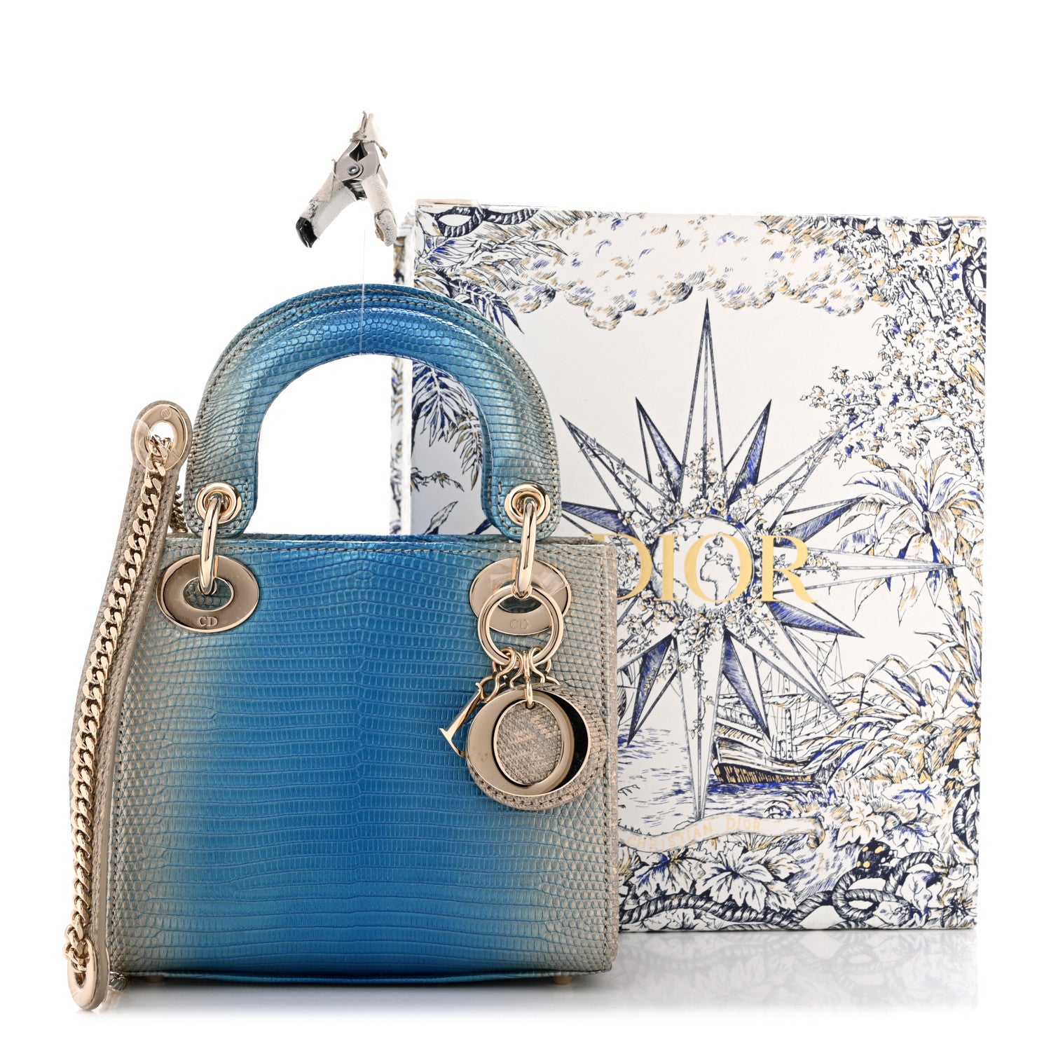 Christian Dior Lizard Gradient Mini Lady Dior Metal Blue 12 of 12