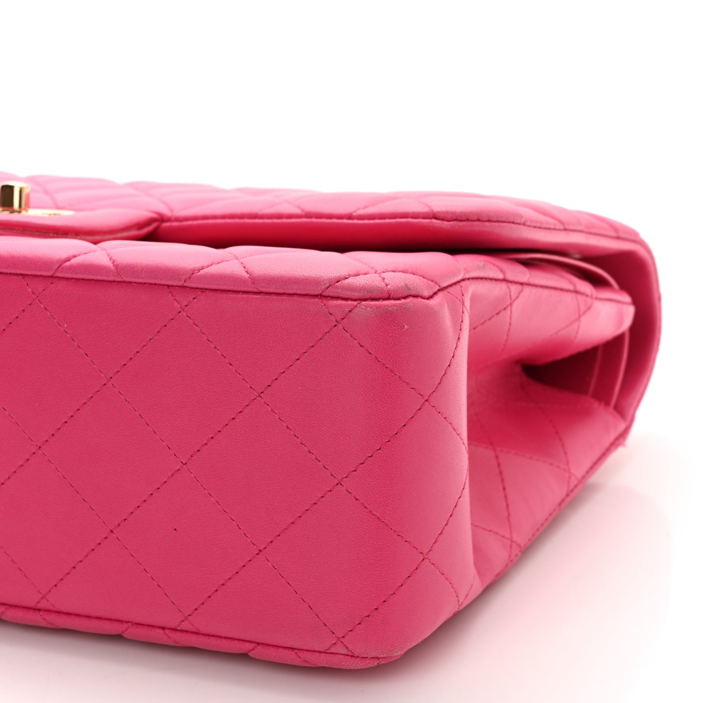 Lambskin Quilted Jumbo Double Flap Dark Pink