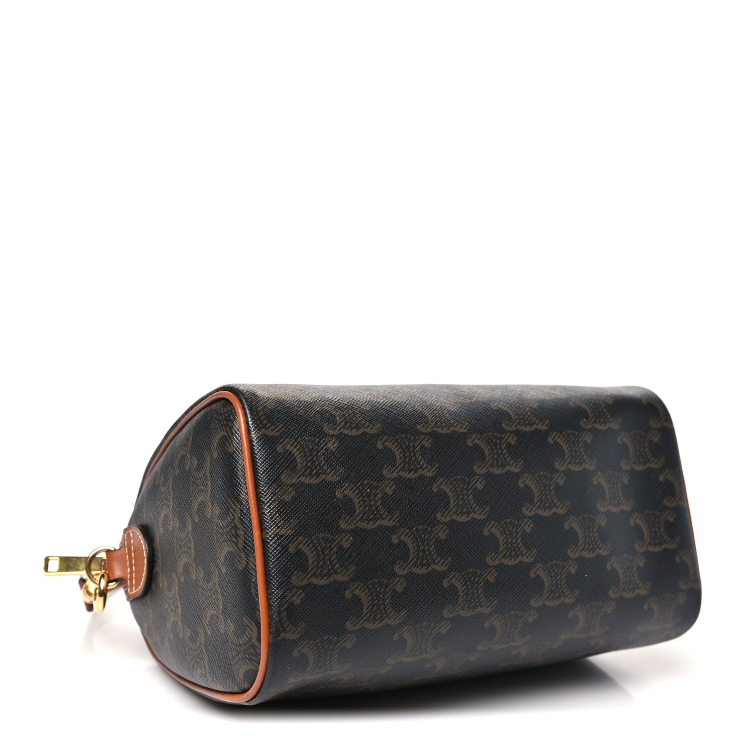 Celine Triomphe Canvas Calfskin Small Boston Bag Tan 4 of 9