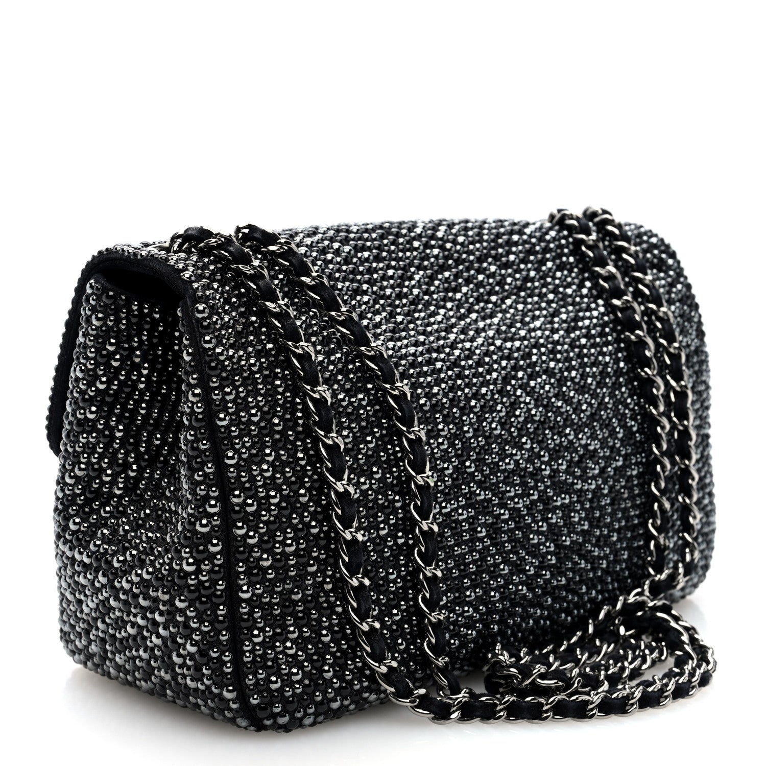 Chanel Suede Beaded Small Flap Dark Grey 3 of 10