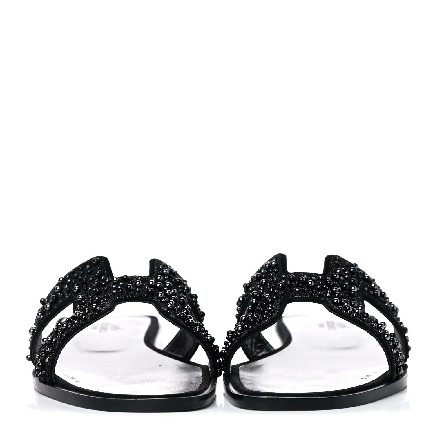 Hermes Goatskin Crystal Oran Sandals 37 Black 2 of 10