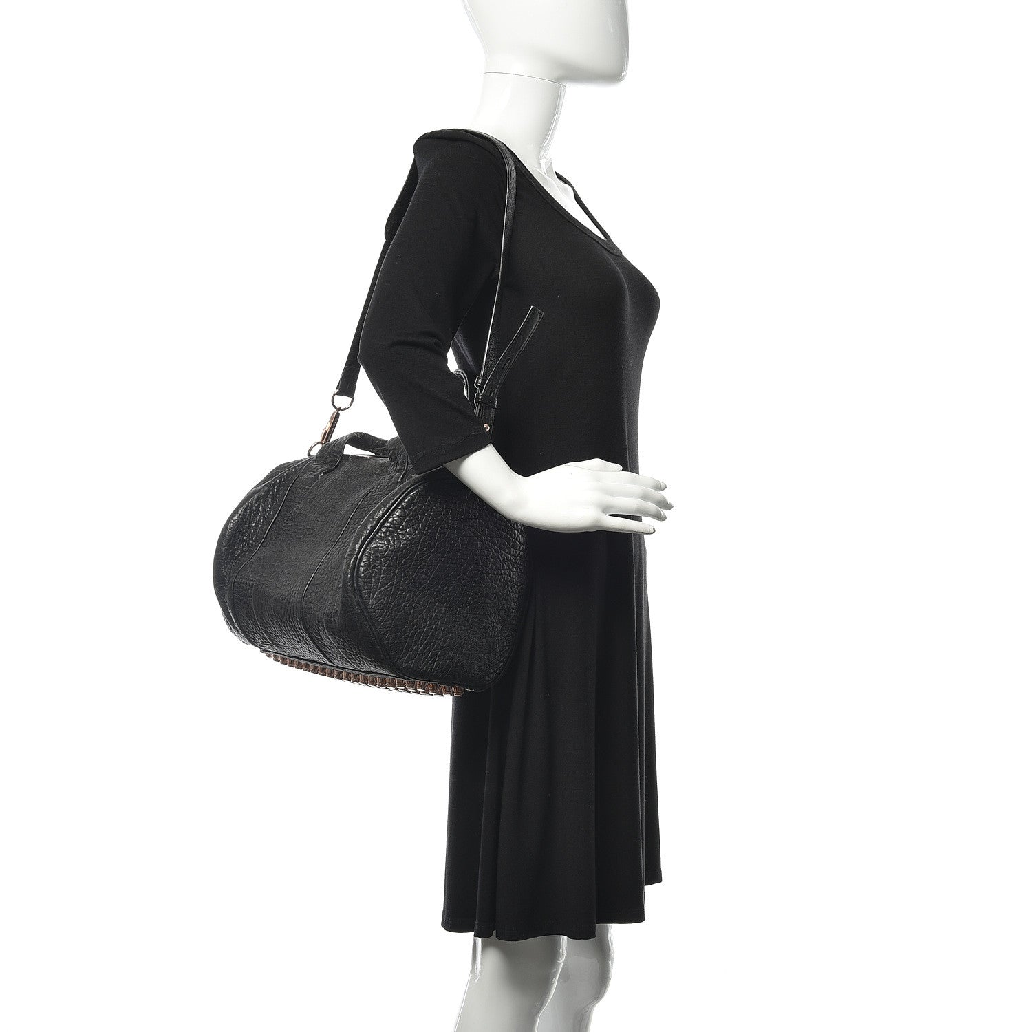 Alexander Wang Pebbled Lambskin Rocco Black Rose Gold Hardware 2 of 9