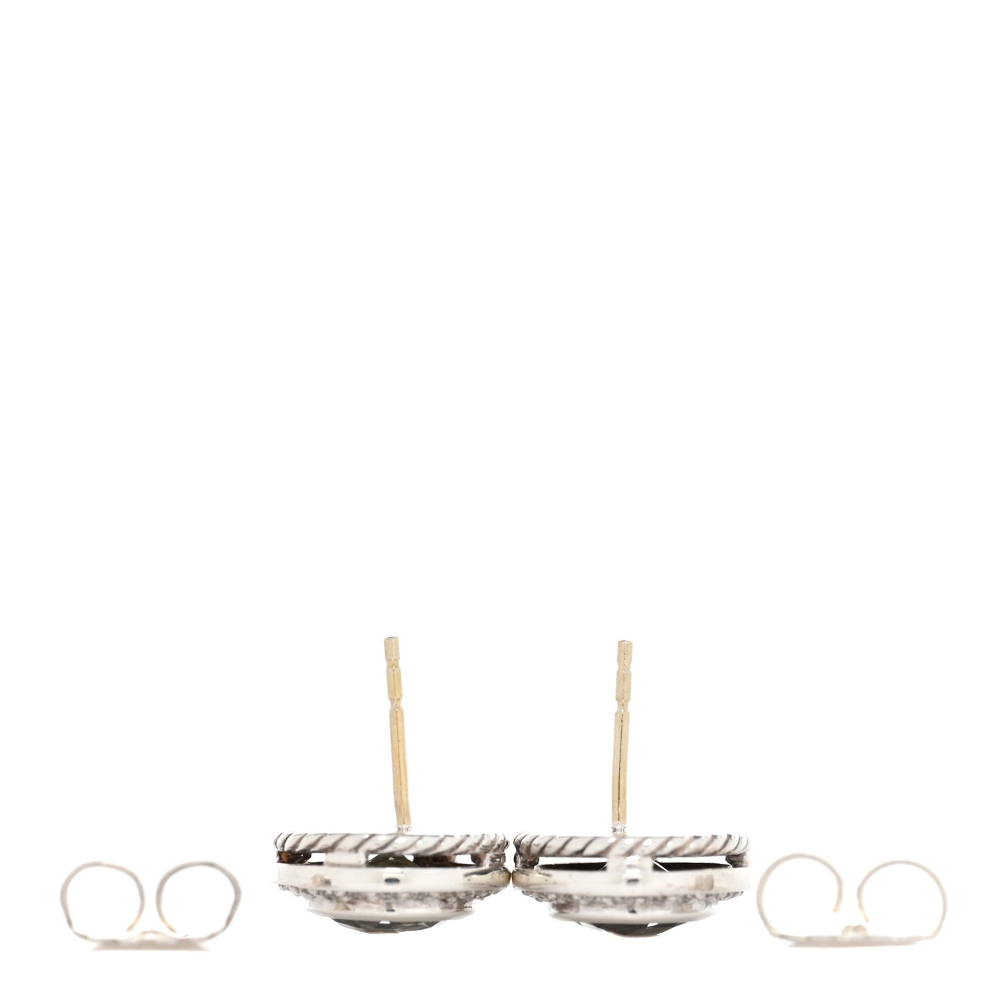 Sterling Silver Diamond Prasiolite 8mm Cerise Earrings