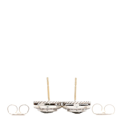 David Yurman Sterling Silver Diamond Prasiolite 8mm Cerise Earrings 3 of 4