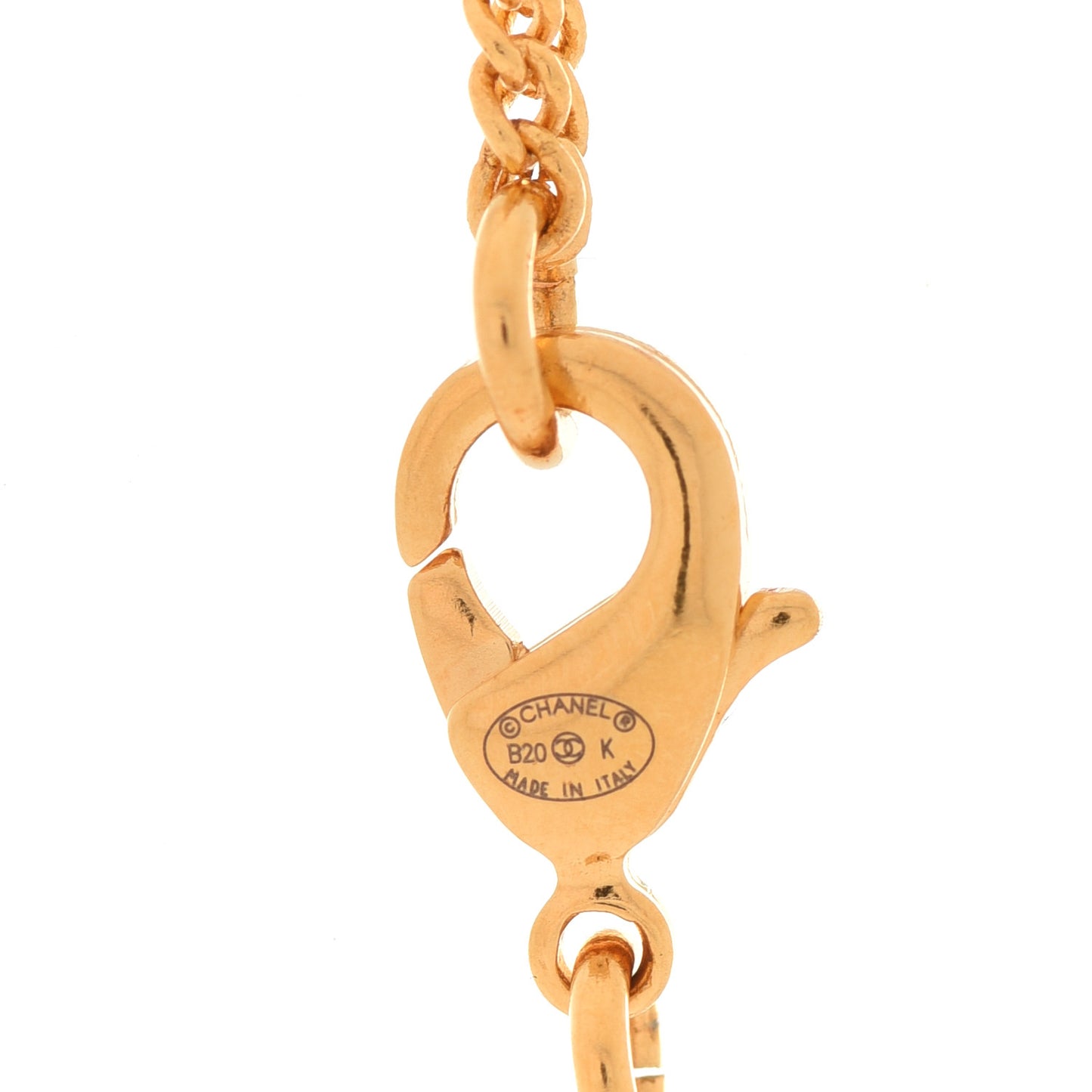 Crystal Pearl CC Pendant Necklace Gold