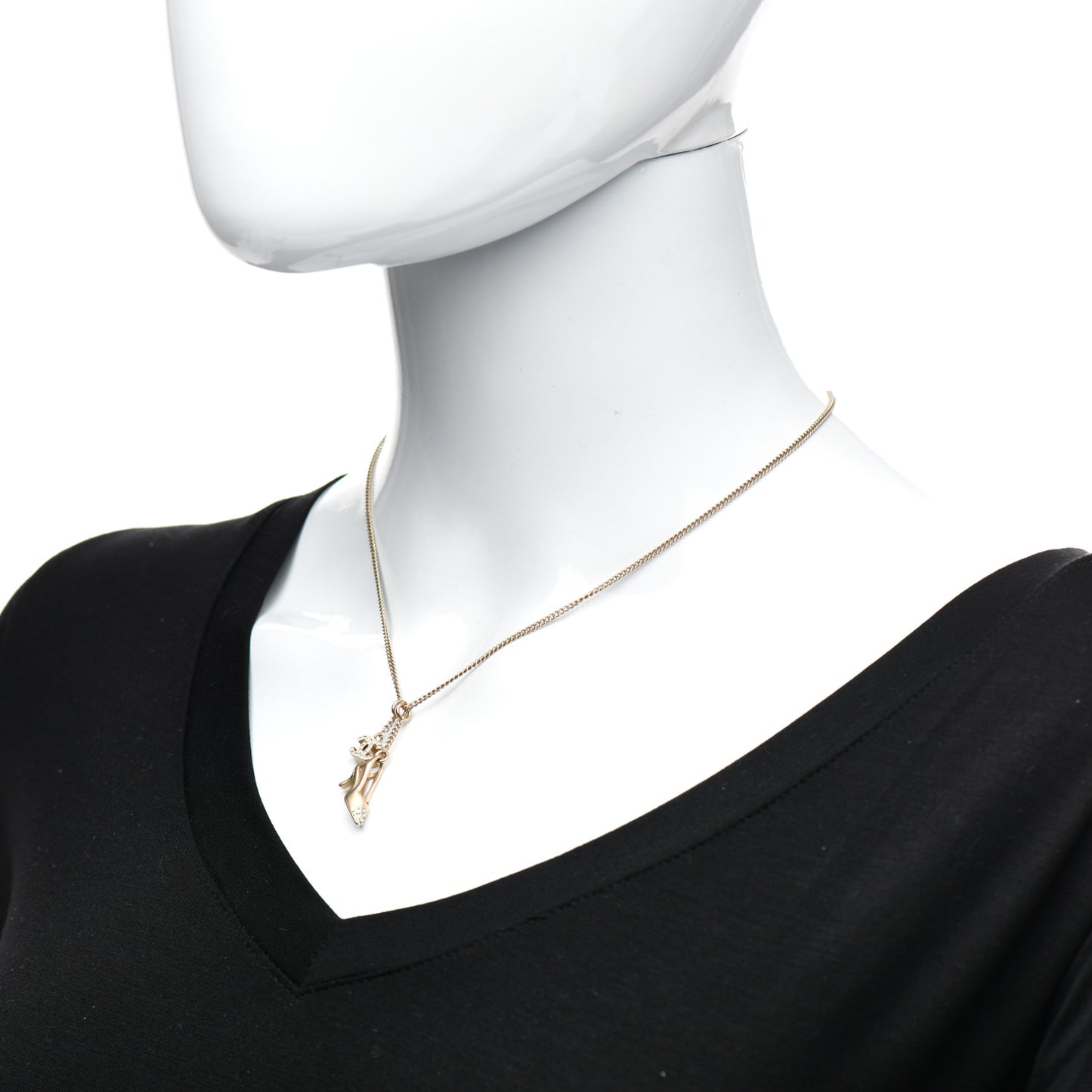 Crystal CC Heel Motif Necklace Gold