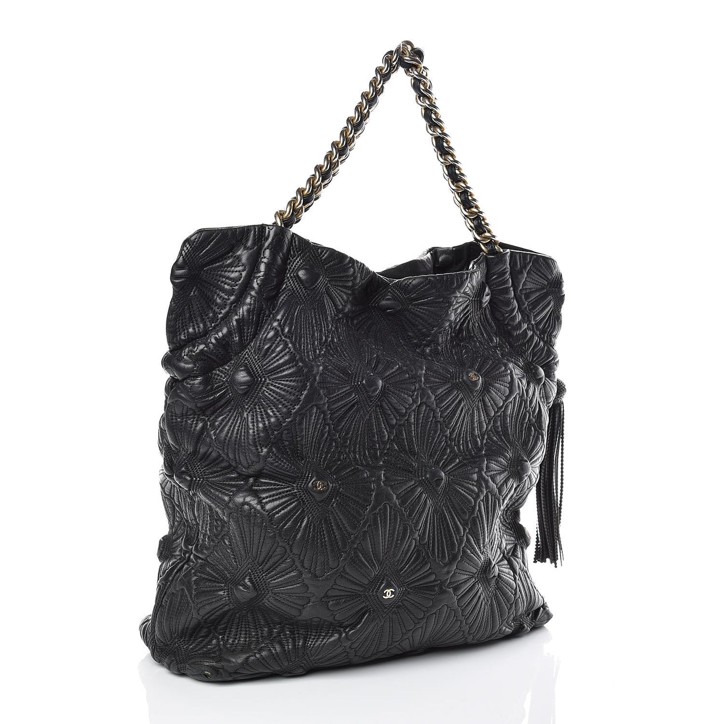 Calfskin Embroidered Ca D'Oro Tote Black