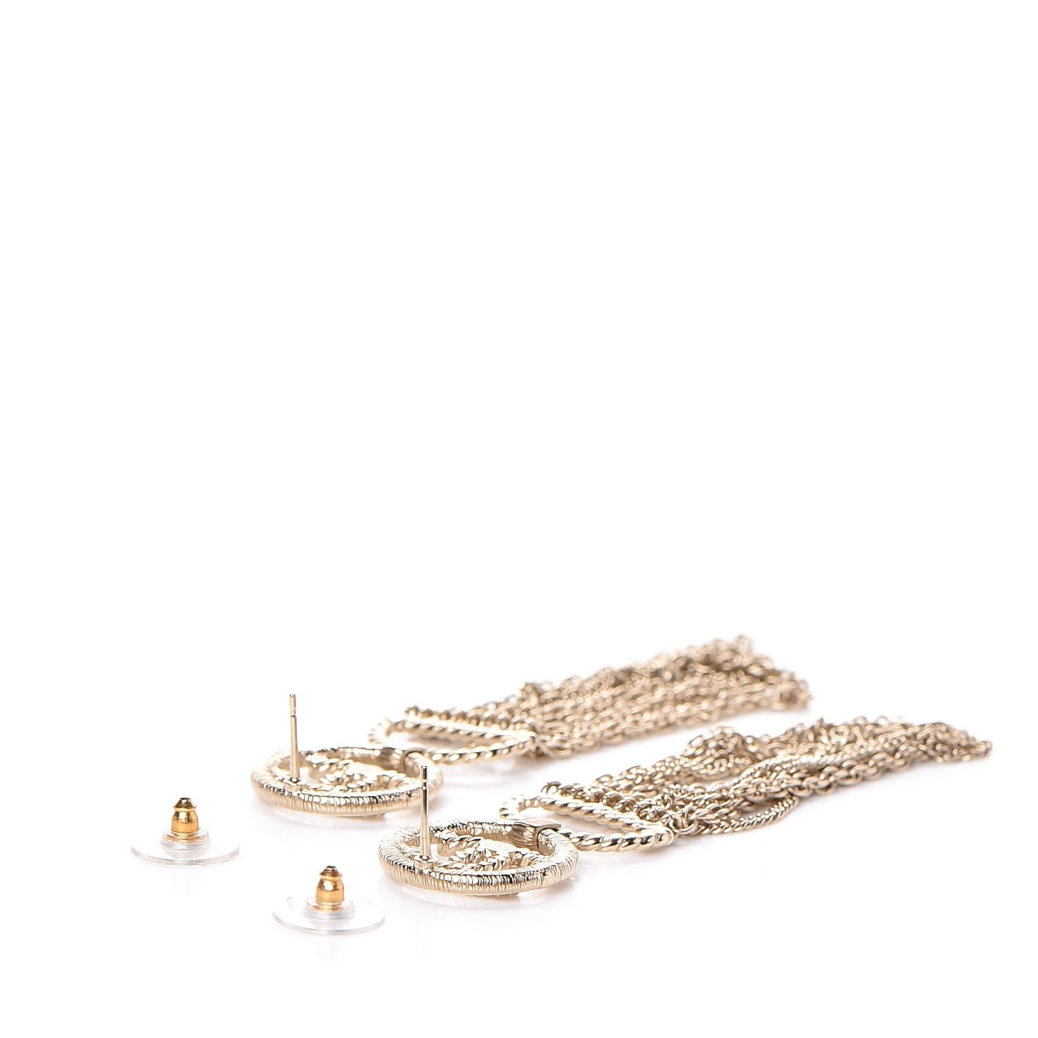 Chanel CC Chain Tassel Drop Earrings Light Gold 3 of 6