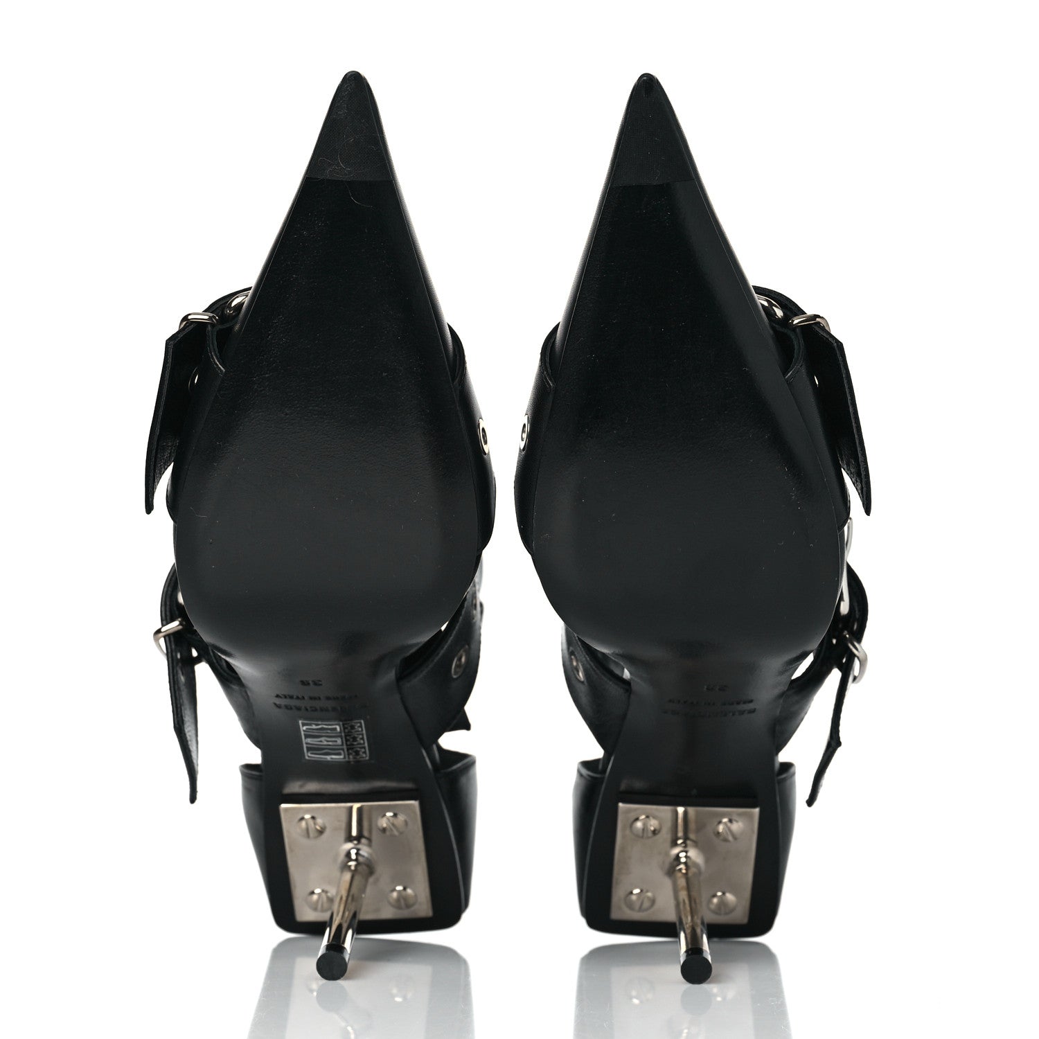 Balenciaga Shiny Kidskin Point Toe Buckle Pumps 38 Black 5 of 7