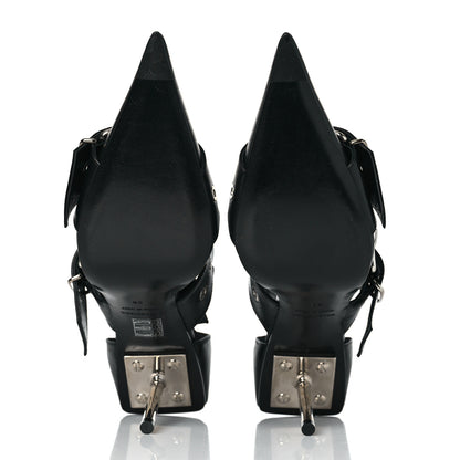 Balenciaga Shiny Kidskin Point Toe Buckle Pumps 38 Black 5 of 7