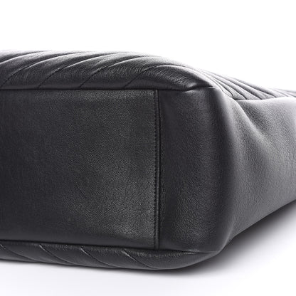 Saint Laurent Sheepskin Matelasse Chevron Large Monogram Shopping Bag Black 7 of 10