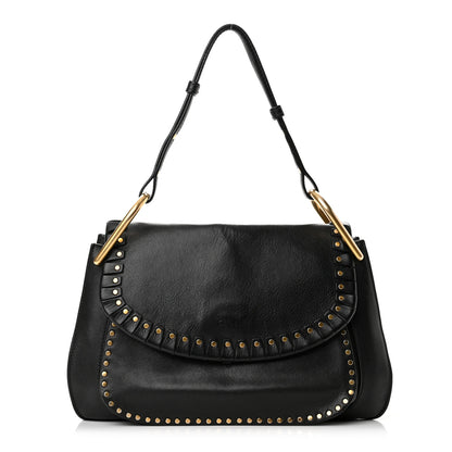 Chloe Calfskin Studded Medium Hudson Double Carry Shoulder Bag Black 1 of 13