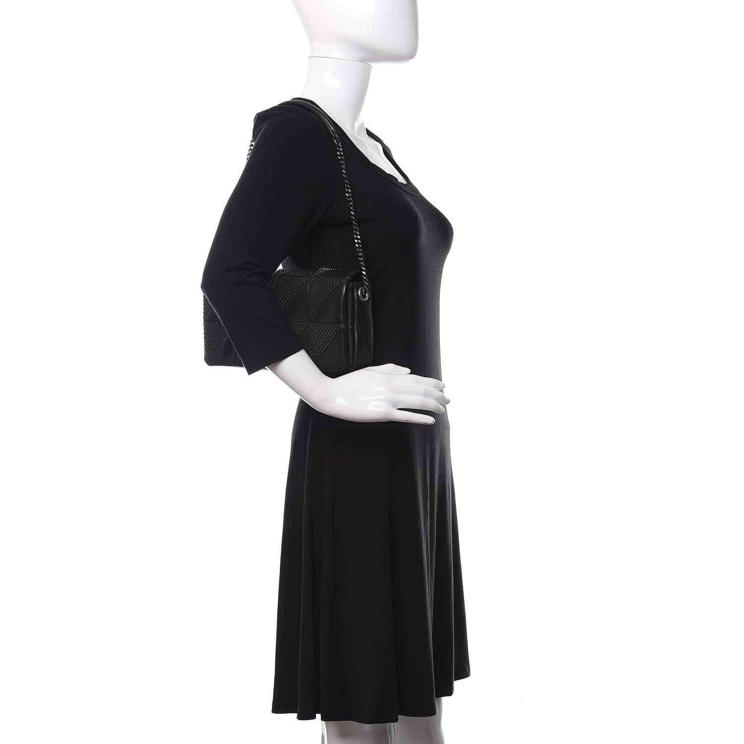 Saint Laurent Lambskin Patchwork Micro Stud Monogram Medium Jamie Baguette Black 2 of 10