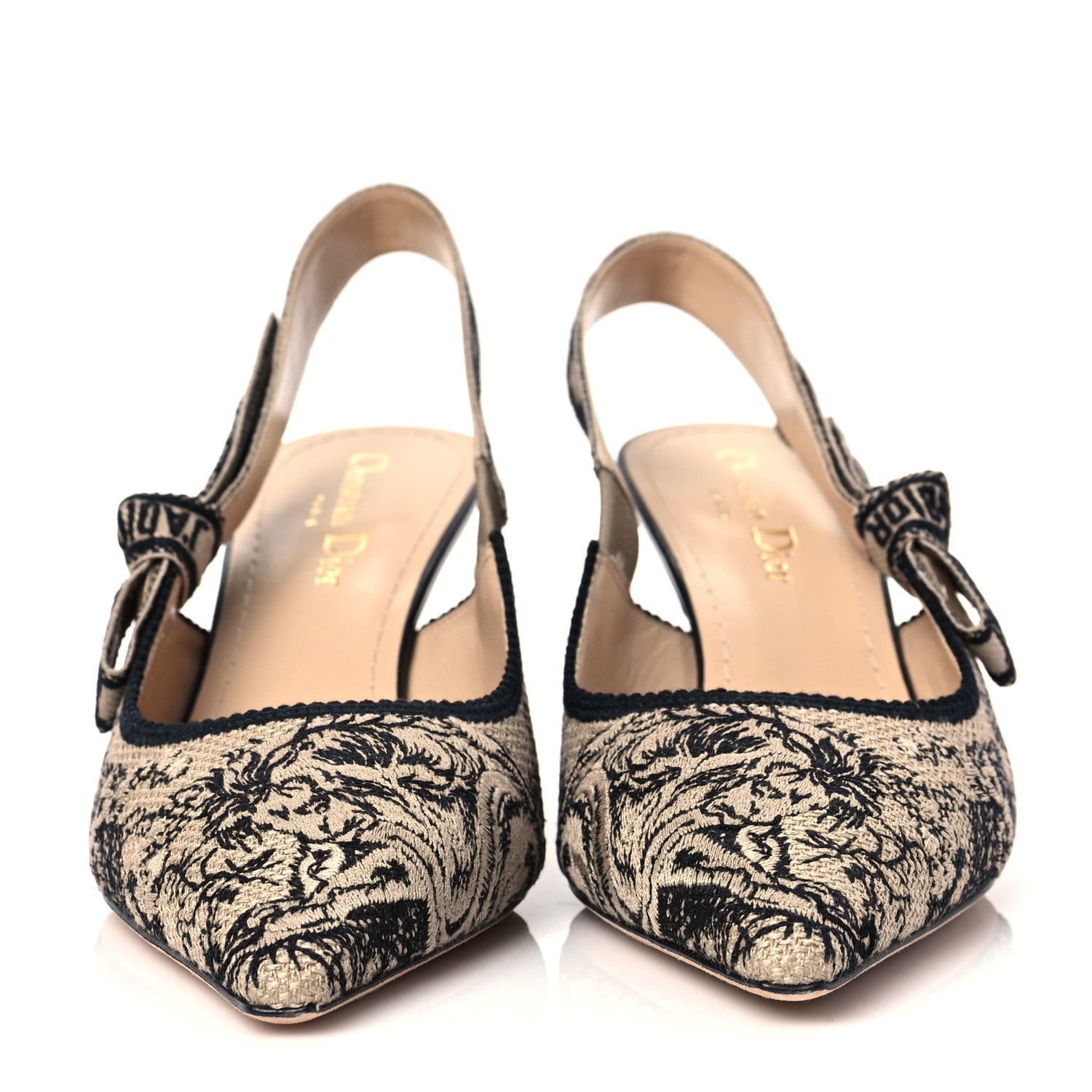 Christian Dior Cotton Ribbon Toile De Jouy J'Adior Slingback 65mm Pumps 39 Hazelnut Black 2 of 7