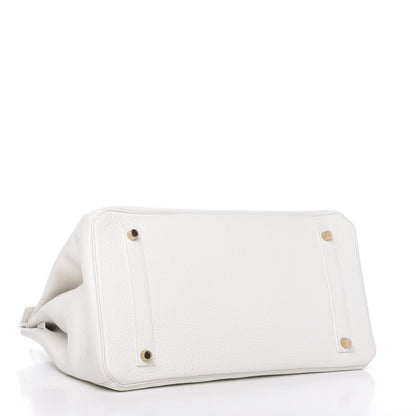 Hermes Taurillon Clemence Birkin 35 White 4 of 11