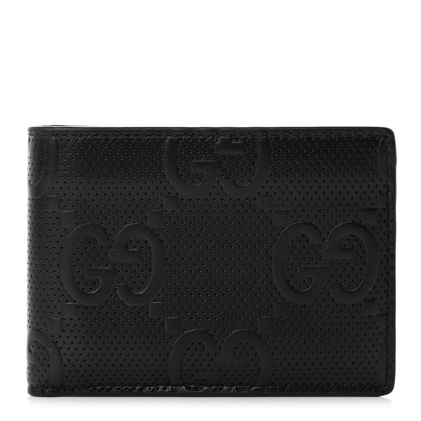 Calfskin GG Tennis Embossed Bi-Fold Wallet Black