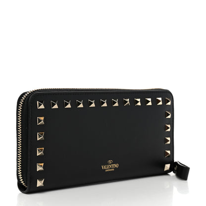 Valentino Garavani Vitello Rockstud Zip Around Wallet Black 3 of 7