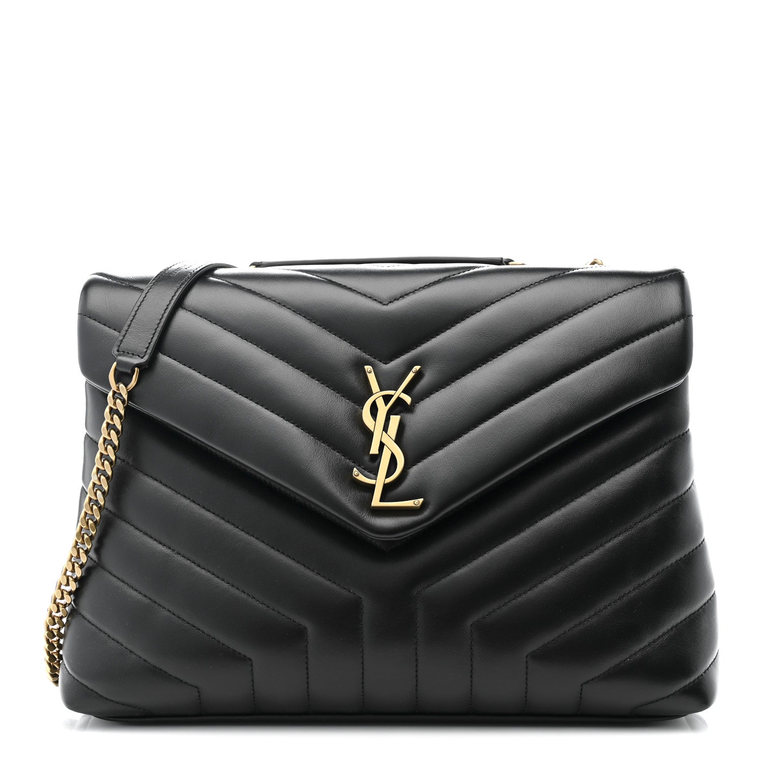 Saint Laurent Calfskin Y Quilted Monogram Medium Loulou Chain Satchel Black 1 of 12