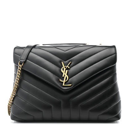 Saint Laurent Calfskin Y Quilted Monogram Medium Loulou Chain Satchel Black 1 of 12
